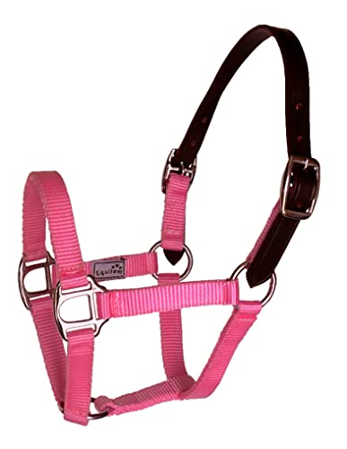 Break Away Adjustable Leather Foal Nylon Halter - color: Light Pink