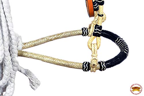 HILASON Western Headstall Horse Leather Rawhide Bosal Tan