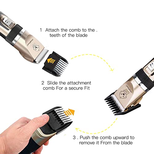 Dogs Hair Trimmer, Dogs Shaver Clippers Grooming Kit - Low Noise Cordless Rechargeable Dog & Cat Horses Clippers, Heavy Duty, Quie