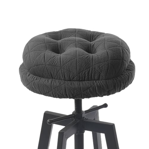 BUYUE Round Bar Stool Seat Cushion, Dia.12 Luxury Fashion Jacquard with Anti-Skid Silicone Bar Stool Cushion Padded (Dark Grey, S,1 Count) - color: Dark Grey, style: Round S