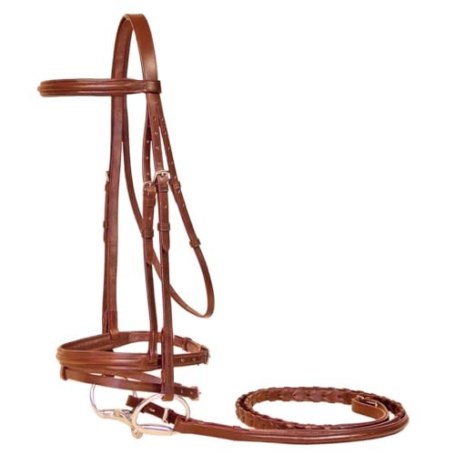 Paris Tack Padded Raised English Horse Bridle with Flash and Laced Reins – Premium Leather