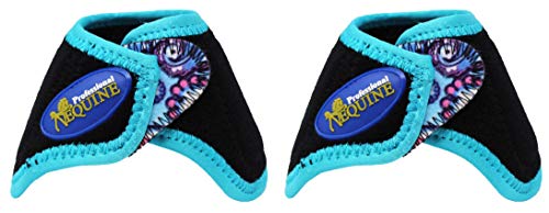 Horse Medium Sports Medicine Splint Bell Boots 41E - color: Purple Paisley/Black/Teal