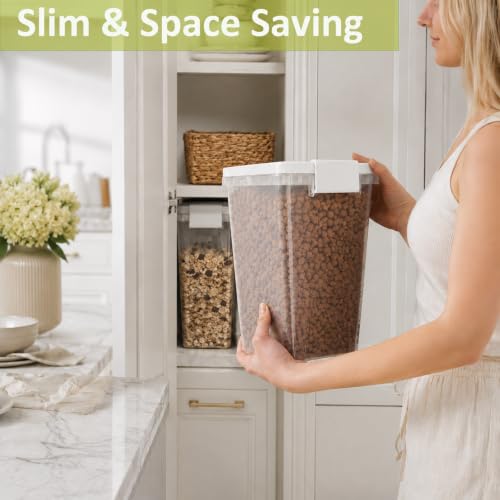 5-10 Lbs Airtight Cat Dog Food Storage Container, 8QT Compact Pet Food Bin - color: Bright White