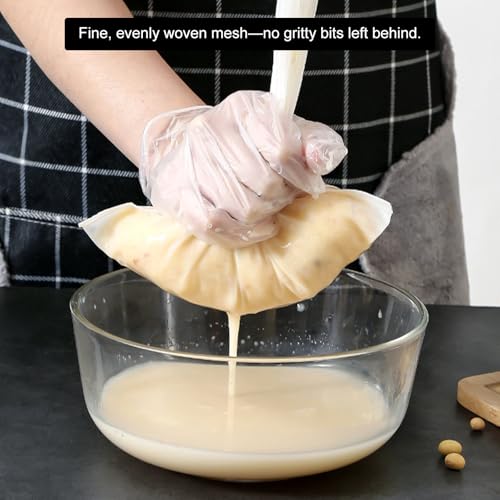 Multi-Purpose Filter Bag, 3 Pack 100 Micron Fine Mesh Strainer - Reusable Nut Milk Bag for Soy Milk, Juice, Wine, Coffee, Tea & Cheese Making - Kitchen Food Grade Nylon Filter