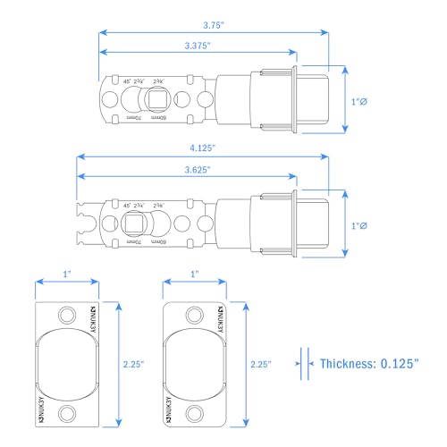 "Nuk3y 6 Way Adjustable Door Latch Bolt (Satin Nickel, Plainlatch)" - color: Satin Nickel, size: Plainlatch
