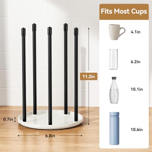 niffgaff Bottle Drying Rack – Ceramic Base Bottle Organizer for Countertop, Baby Bottle Rack, Water Bottle Storage Rack, White - color: White