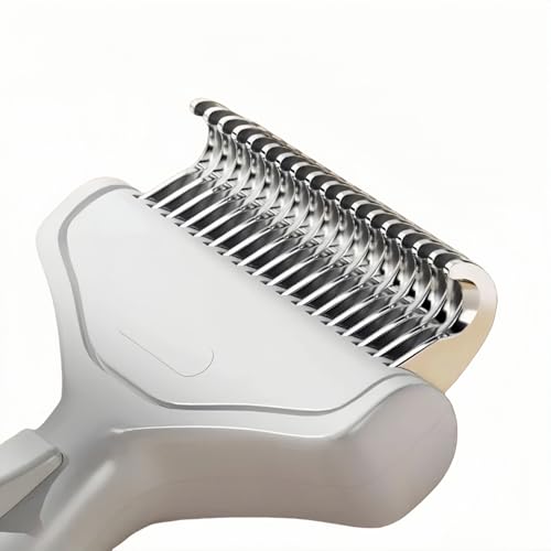 Undercoat Rake for Dogs & Cats, 3-in-1 Skin-Friendly Pet Fur Brush with One-Click Self-Clean Button, Deshedding Dog Brush for Long haired Pets, Cat Comb Removes Matted Fur & Loose Hair - color: White