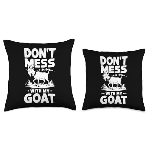 Don´t Mess with My Goat Cute Coat Pygmy Goat Farmer Throw Pillow - size: 16x16