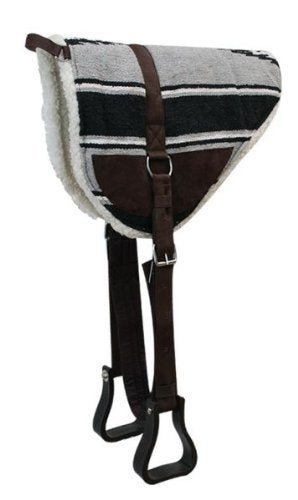 Showman Navajo Print Bareback Saddle Pad w/Fleece Bottom - color: Gray