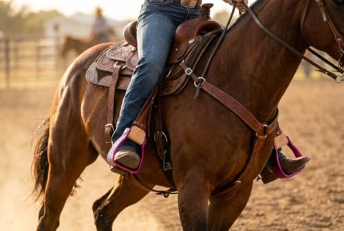 Horse Western 5" Barrel Racer Engraved Aluminum Angled Show Stirrups 51140 - color: Pink