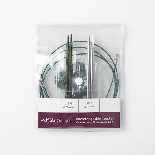 Knit Picks Wood and Metal Interchangeable Knitting Needles Set - US 6 and 7 - color: Caspian & Reflections