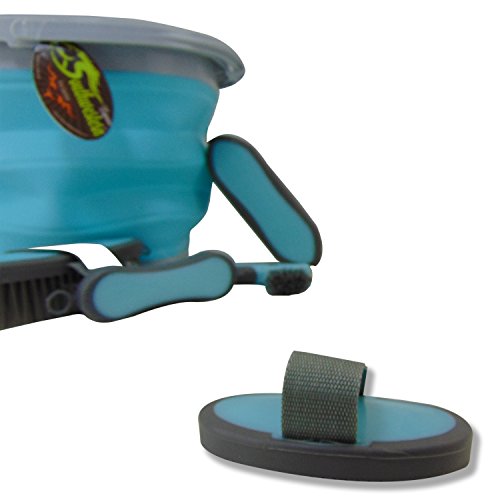 Collapsible Grooming Kit 10 Liter Bucket and 5 Grooming Tools - By Southwestern Equine - Turquoise - color: Turquoise