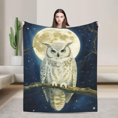 Owl Soft Cozy Blanket Owls Moon Throw Blanket Super Plush Warm Stuff Lightweight Fleece Flannel Blankets Gifts for Women Girls Kids Adults 50"X40" - color: Owl, size: 50"x40"