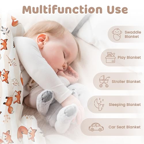 SANDJEST Fox Kid Blankets for Girl Boy - 30 x 40 Minky Blanket with Double Layer Dotted Backing - Shower Gifts for Nursery - color: Fox 1