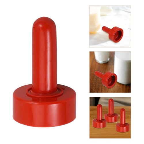 SUPVOX 5 Pcs Red Rubber Calf Milk Nipples: Food Grade Livestock Nursing Pacifier Pack - Thickened Wear Resistant Fake Teat Feeder Replacements for Goat Lamb Calf Cattle Bucket Bottle