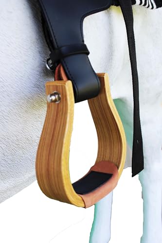 CHALLENGER Horse Horse 5" Wide Western Saddle Lightweight Wooden Stirrups Leather Tread 51Wooden