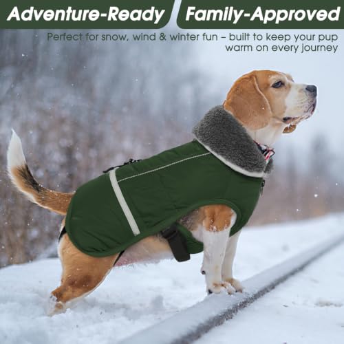 QBLEEV Warm Dog Coat, Reflective Dog Jacket, Waterproof Dogs Winter Coat - color: Armygreen, size: X-Large