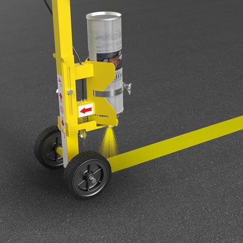 Striping Line Painting Wand, Industrial Two-Wheel Striping Spray Paint Wand for Line Paint Stripe Ground, Compatible with Inverted Striping Paint, Yellow(T-Tip Nozzle)