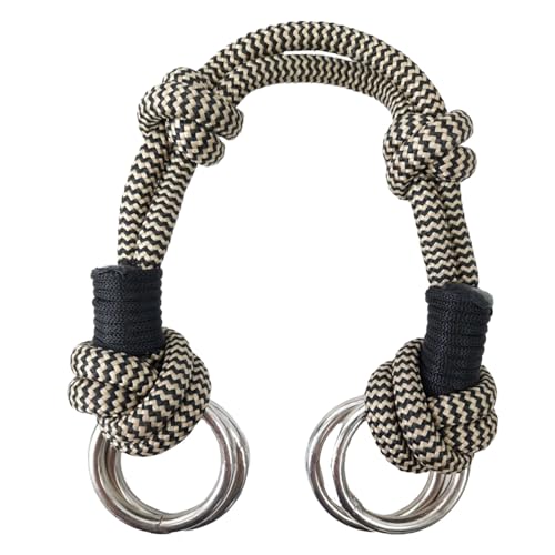 Tahoe Tack Bitless Bridle Nosepiece – Two-Tone Stiff Rope Design, 4 Steel Rings, Knotted for Precision, 1-Year Warranty - color: Black/Tan