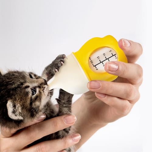 Ergonomic Pet Nursing Bottle,Puppy Bottles for Nursing Puppy Milk - 20ml Slow Flow Kitten Bottle Feeding kit for Newborn Kittens/Puppies/Small Animals, Easy-Clean Silicone Feeder (Yellow) - color: Sunbeam Yellow