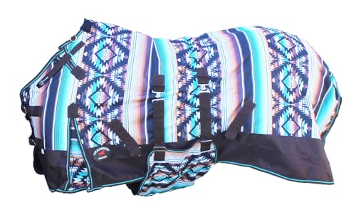 Challenger Horse 1200D Turnout Waterproof Fleece Lined Medium Winter Blanket Serape 3B100LG - color: Brown Serape, size: 70 inches