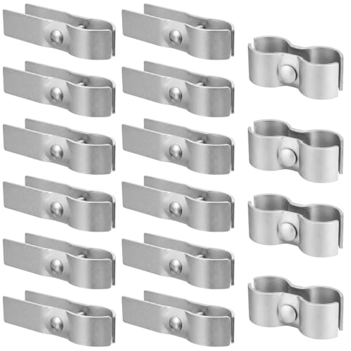 16 Pack 1-5/8" Horse Stall Panel Clamps Kit, Galvanized Steel | 12 U-type and 4 Saddle Clamps, Reduces Wobble Without Welding, 0.35 mm, Rust-resistant, for Stalls Circular Fences Kennels