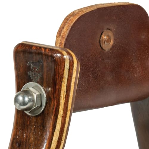Professional's Choice Wood Horse Riding Stirrups | Leather Tread, Stainless Steel Hardware, Smoothed Edges, Glossy Western Finish - color: Dark Wood, size: 2"