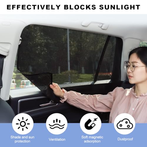 2PCS Car Window Shade, 18.9"×31.1" Magnetic Auto Rear Side Window Cling Sunshade, Car Window Screen for Sun, Glare and UV Rays Protection, Vehicle Sun Shades for Baby - color: 18.9"×31.1"Rear