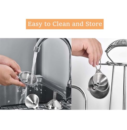 Metal Stainless Steel Funnel, Large Medium Small Funnel Set of 3, Food Grade Mini Kitchen Funnels for Transferring Essential Oils, Liquid, Fluid, Small Funnels for Filling Bottles Flask Cooking - size: 3 Pack Mini (2.36" + 1.77" + 1.37")