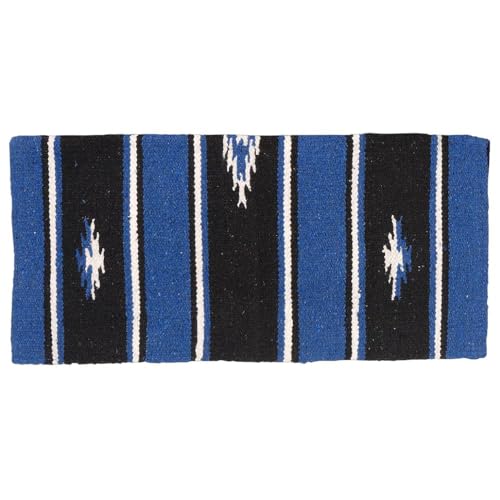 Tough 1 Tough-1 55% Wool Sierra Saddle Blanket 24"X24" - color: Black/Royal Blue/Cream