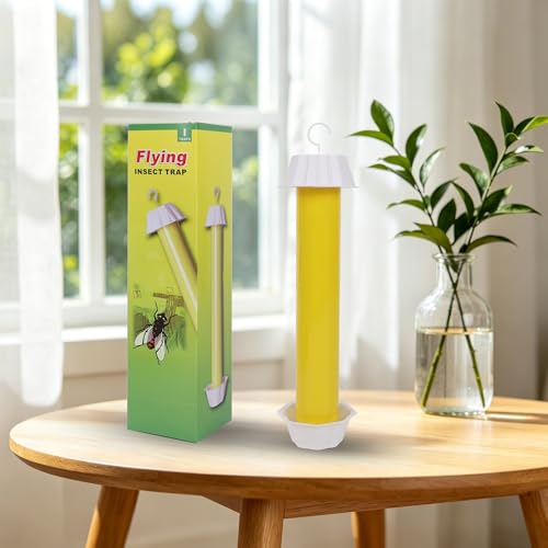 Fly Stick Sticky Fly Traps for Indoors Outdoor 12pk, Sticky Hanging Fly Stick, Flying Insect Trap, wasp Trap(Yellow 12PCS) - color: yellow 12PCS