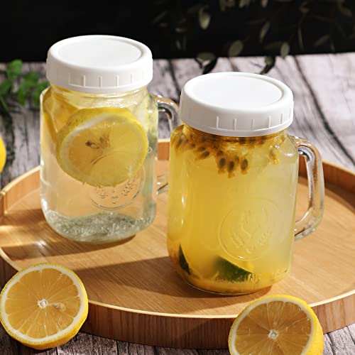 AOZITA 24 PACK, WIDE Mouth Mason Jar Lids for Ball, Kerr and More - White Plastic Storage Caps for Canning Jars - Leak-Proof & Anti-Scratch Resistant Surface - size: 24 Wide Mouth
