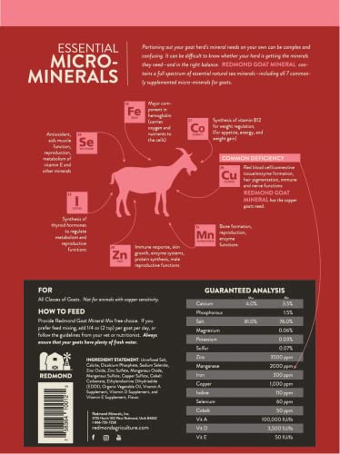 Redmond Goat Mineral Supplement - A Premium sea Salt with Essential Trace Minerals and Vitamins (5 LB) - size: 5 Pound (Pack of 1)