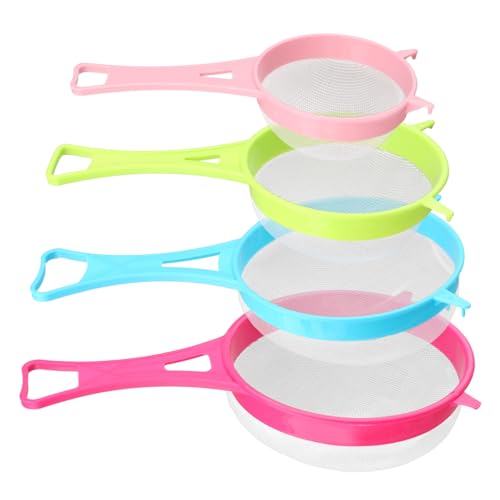 4Pcs Fine Mesh Strainer Set, Solid-Liquid Separator Gadget, Plastic Flour Colander with Non Slip Handles, Kitchen Tools for Yogurt Baking Tea Coffee Juice Pasta(4 Size)