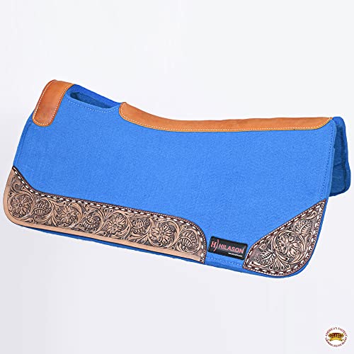 HILASON Western Wool Felt Horse Saddle Pad, Black, 32x30 - color: Blue