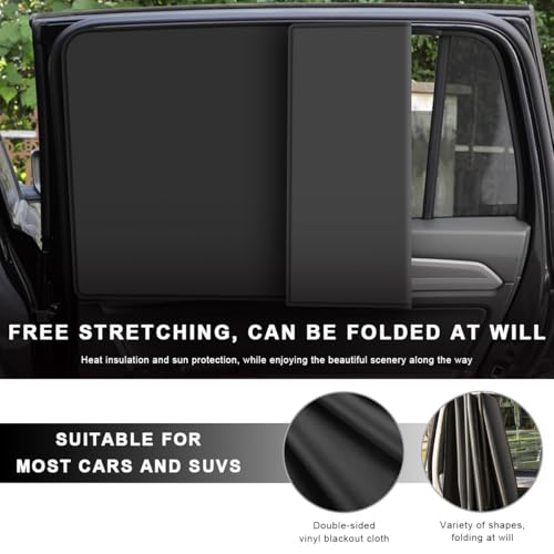 4 PCS Car Window Shades, Magnetic Light Blocking and UV Protection Privacy Shades, Car Window Screen for Baby, car Sunshade for Camping, Napping, Sleeping, Breastfeeding (Black) - color: Black