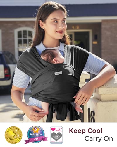 Momcozy Baby Wrap Carrier, Easy-On 2-Piece Design, Air Mesh Cooling - color: Air Mesh-Black