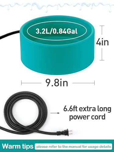 3.2L Heated Water Bowl for Outdoor Dogs Cats - 30W Thermostatic Control Heating Pet Bowl with 6.6Ft Bite-Proof Cord for Winter Chickens - size: 3.2L