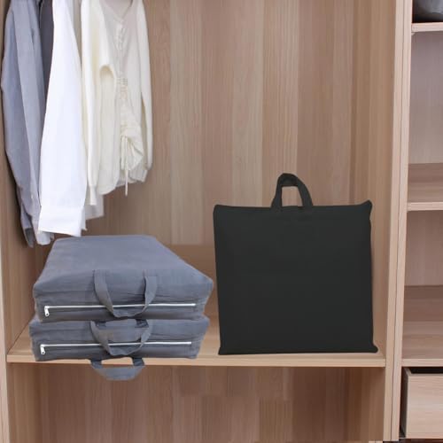 Premium Cotton Bag, Machine Washable, Breathable, 17x16x3 inches, Great Bag for Seasonal Clothing Storage, Cashmere, Jackets, Dresses, Travel, Moth Prevention (Black, Pack of 1) - color: Black