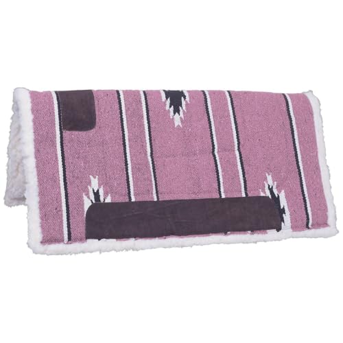 Tough 1 Tough-1 Square Saddle Pad/Fleece Bottom - color: Pink/black/Cream