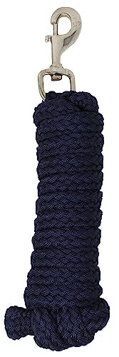 Horse 10' Soft Round Braided Nylon 5/8" Lead Rope with SS Bolt Snap 605SE01NV - color: Navy/Stainless