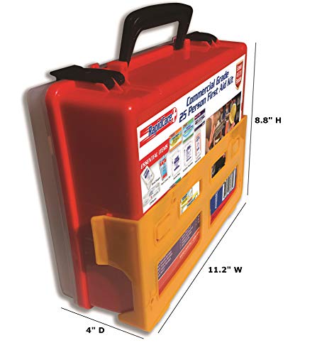 Rapid Care First Aid 839-1-12AN Premium Commercial Grade 25 Person First Aid Kit, Exceeds OSHA/ANSI 2015 Standards, in Detachable Wall Mountable Poly Case