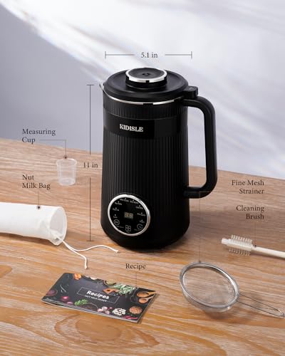KIDISLE 32oz Automatic Nut Milk Maker Machine, Self-Cleaning & Delay Start | 8 in 1 Plant-Based Beverage Maker for Almond, Soy, Oat, Coconut & Rice Paste / No Soaking / 2H Keep Warm / Boil Water