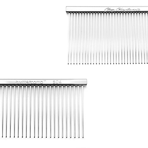 Chris Christensen 504 8.5 in. Fine/Coarse Greyhound-Style Butter Comb, Groom Like a Professional, Rounded Corners Prevent Friction and Breakage, Solid Brass Spin with Steel Teeth, Chrome Finish. - size: 504 - 8.5 Inch Fine/Extra Fine