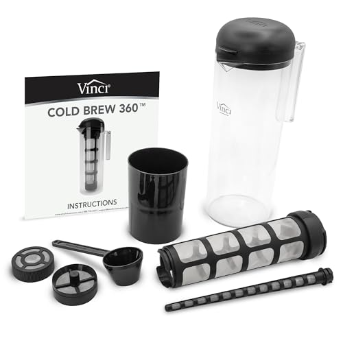 VINCI Cold Brew 360 Dual-Filter Iced Coffee Maker, 47 oz Pitcher - size: 1.4 Liters - Plastic Pitcher