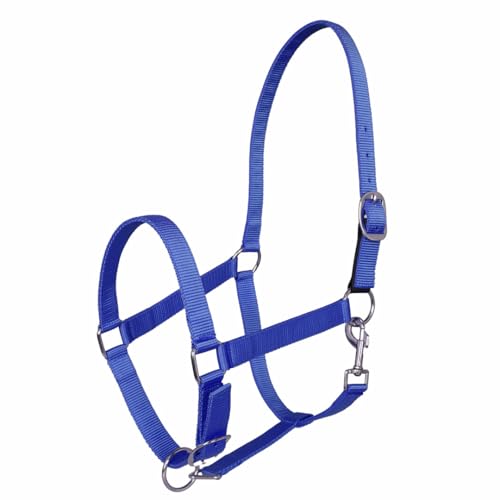 TuffRider Miller's Adjustable Nylon Halter with Snap and Breakaway Leather - color: Royal Blue, size: Pony