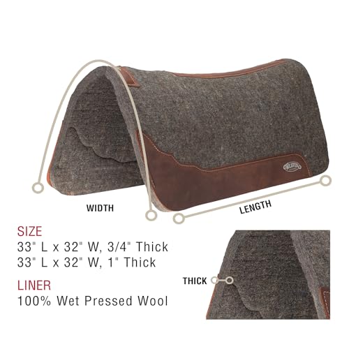 Weaver Equine Premium Contoured 100% Wool Felt Saddle Pad, 1"
