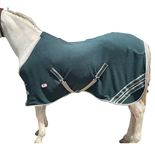 Majestic Ally Anti Pill Fleece Horse Blanket /Sheet with Silver Braided Rope (Hunter Green, 76) - color: Hunter Green, size: 76