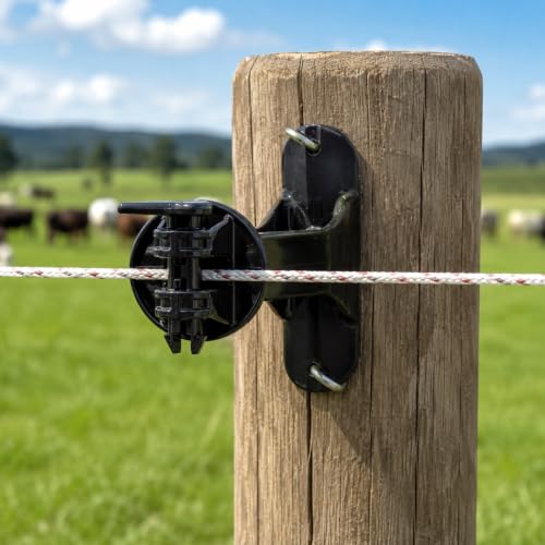 Gallagher 5" Heavy-Duty Wood Post Pinlock Offset Insulator for Electric Fence | 20 Pack | Wide Jaw Fits EquiFence and Braided Polywire