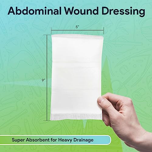 Abdominal Wound Dressing Pads 10 Pack - ABD 5x9 Sterile Non-Stick Gauze, Extra Absorbent Combine Pad - Latex Free, Sealed Edges, Individually Wrapped